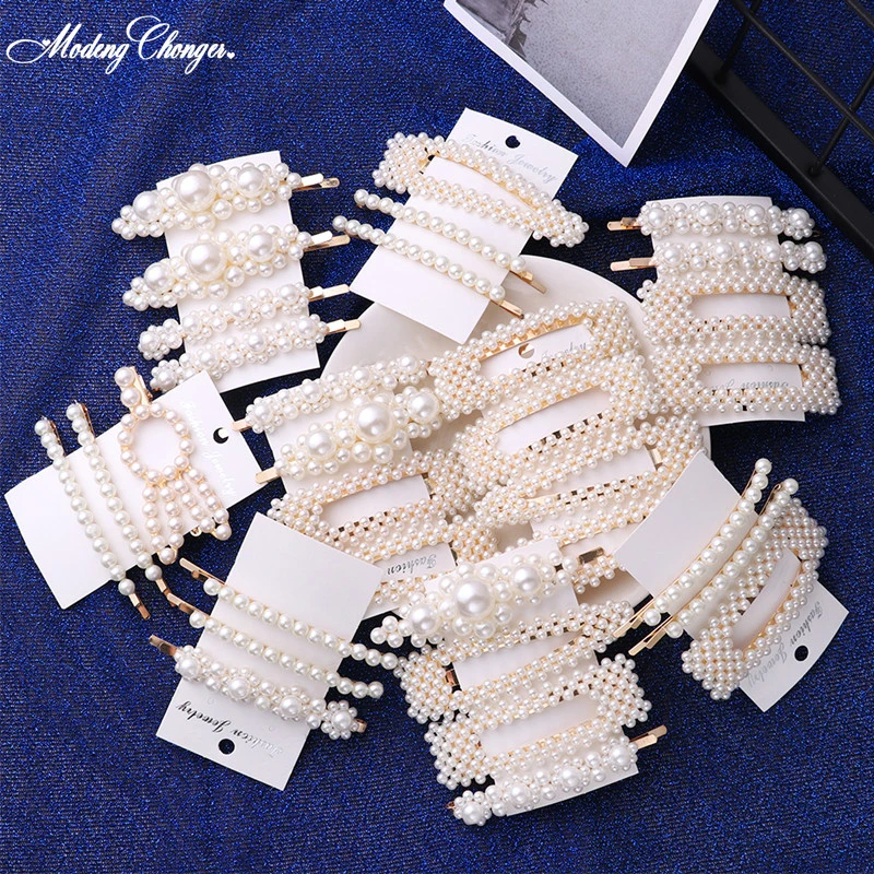

2019 Elegant Design Snap Barrette Stick Hairpin Girls New Hair Styling Fashion Korean Pearl Hair Clip For Women Accessories Hot