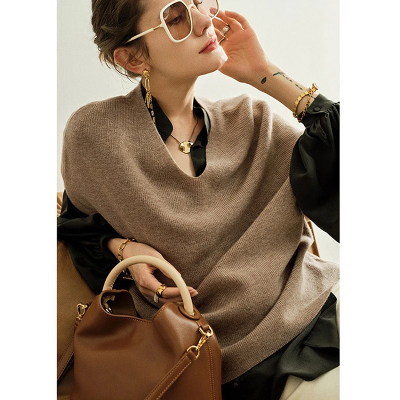 

Women's Cardigans Vest 2020 Knitted Pullover Long Sweater V-neck Sleeveless Loose Women's Clothing Autumn Winter Casual Jumper