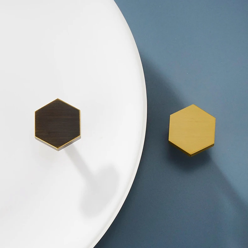 Золотой античная бронза медный шестигранник ручки шкафа Ручка комода ящика