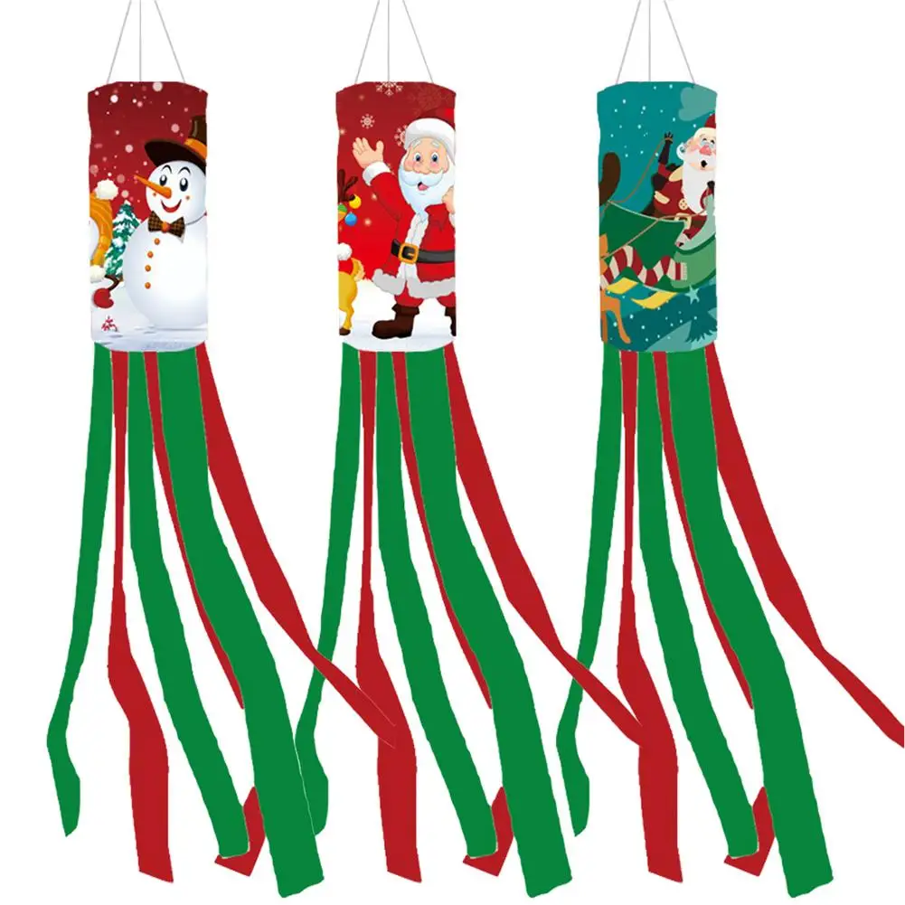 

Christmas Windsock Flags Xmas Tree Decoration Snowman Santa Claus Christmas Party Hanging Decor Outdoor Yard Flags