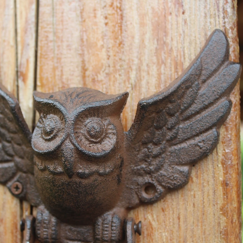 

JD American Style Iron Knocker Crafts Vintage Owl Door Knocking Antique Door Handle Garden Home Wall Decoration