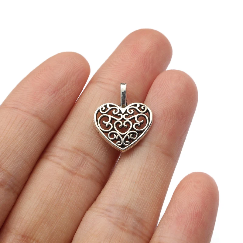 

20pcs Alloy Silver Color Mini Charms Heart Charm Pendant For DIY Bracelet Necklace Jewelry Findings Making Accessories 18x15mm