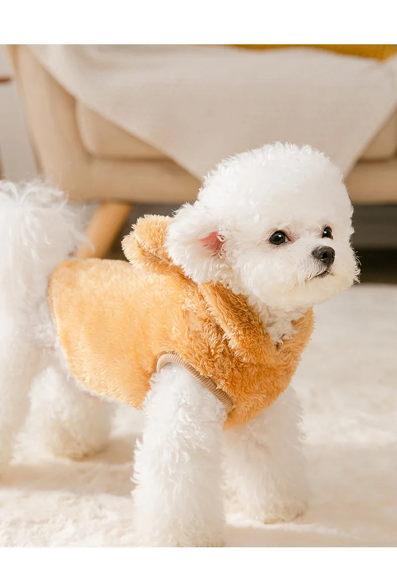 

Autumn and Winter Bear Ears Hooded Dog Two-legged Fleece Small and Medium-sized Dog Cat Cartoon Cute Pet Clothes