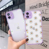 daisy flower phone case for iphone 13 12 11 mini pro xr xs max 7 8 plus x matte transparent purple back cover