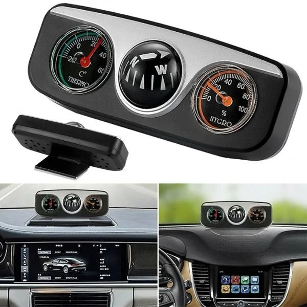

3 in 1 Car Vehicle Dashboard Thermometer Hygrometer Compass Navigation Ball