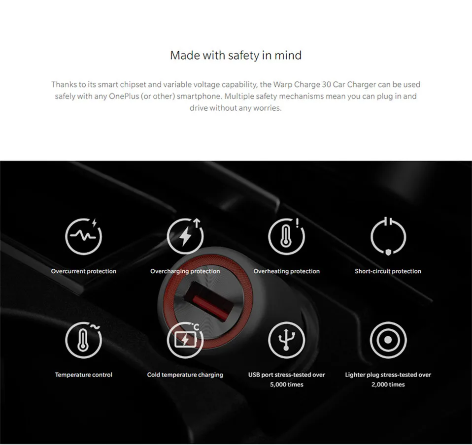 OnePlus Warp Charge 30 автомобильное зарядное устройство EU UK вход 12V 24V 4.5A выход 5V 6A Max для OnePlus 5/5 T/6/6 T/7/7pro