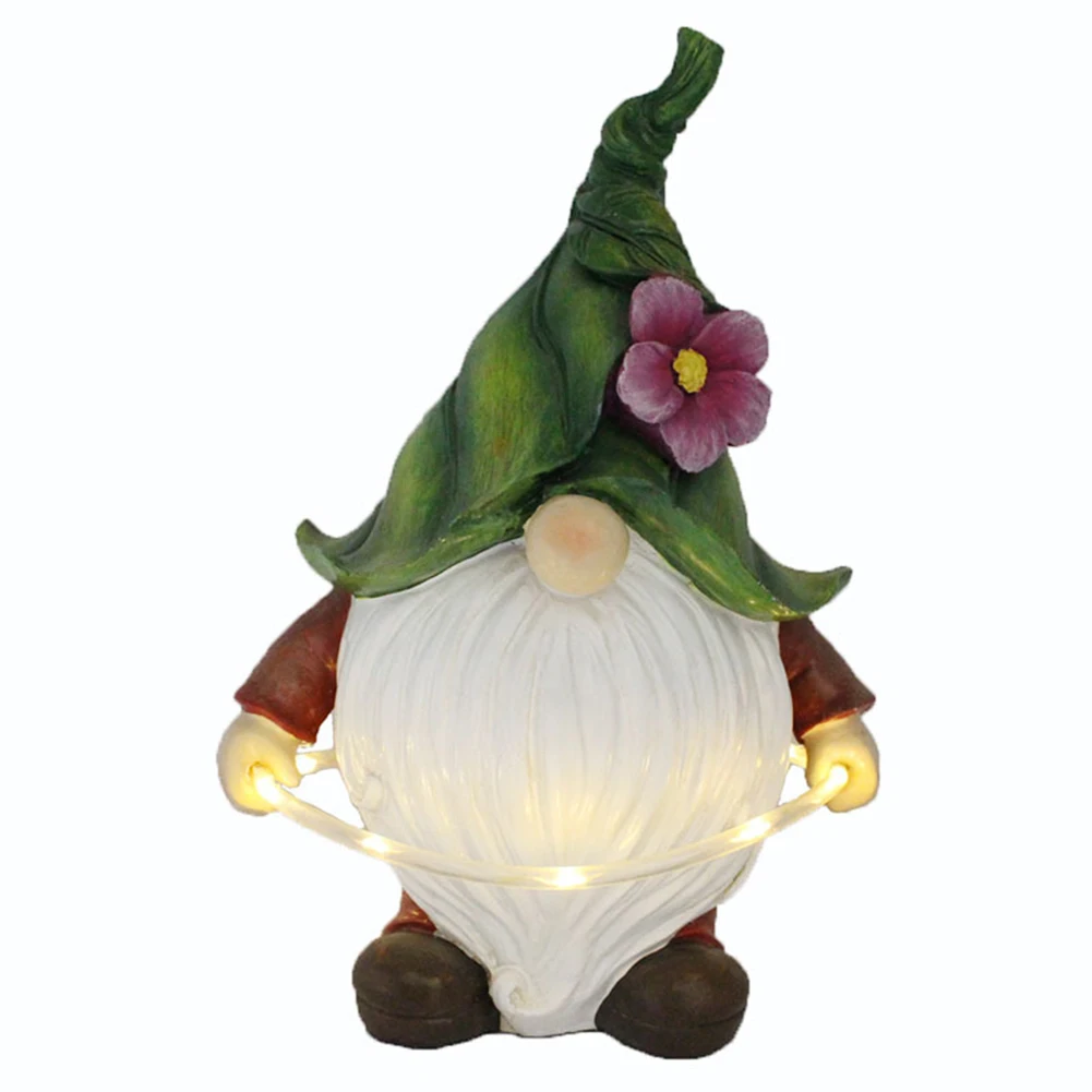 

Lantern Garden Figurine Dwarf Craft Solar Powered LED Light Resin Gnome Figurines Lawn Courtyard Landscape for Outdoor