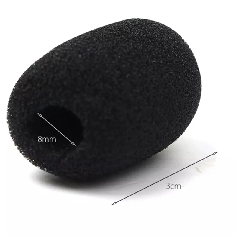

100Pcs Microphone Headset Grill Windshield Sponge Foam Black Mic Cover 30mmx8mm