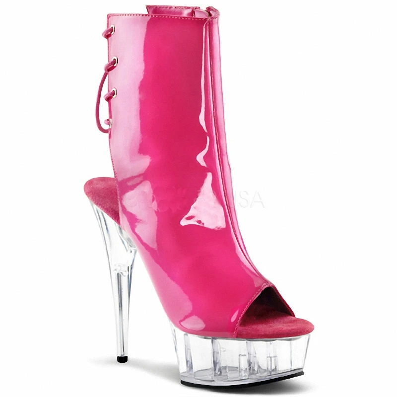 lace fashion Crystal shoes 15cm waterproof ladies boots ankle boots wedding woman summer shoes woman 6inch Fish mouth sock boots