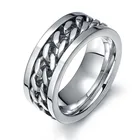 Уникальное вращающееся кольцо KOtik для мужчин, кольцо из черной нержавеющей стали с спиннером, антиаллергенное мужское кольцо, братские кольца