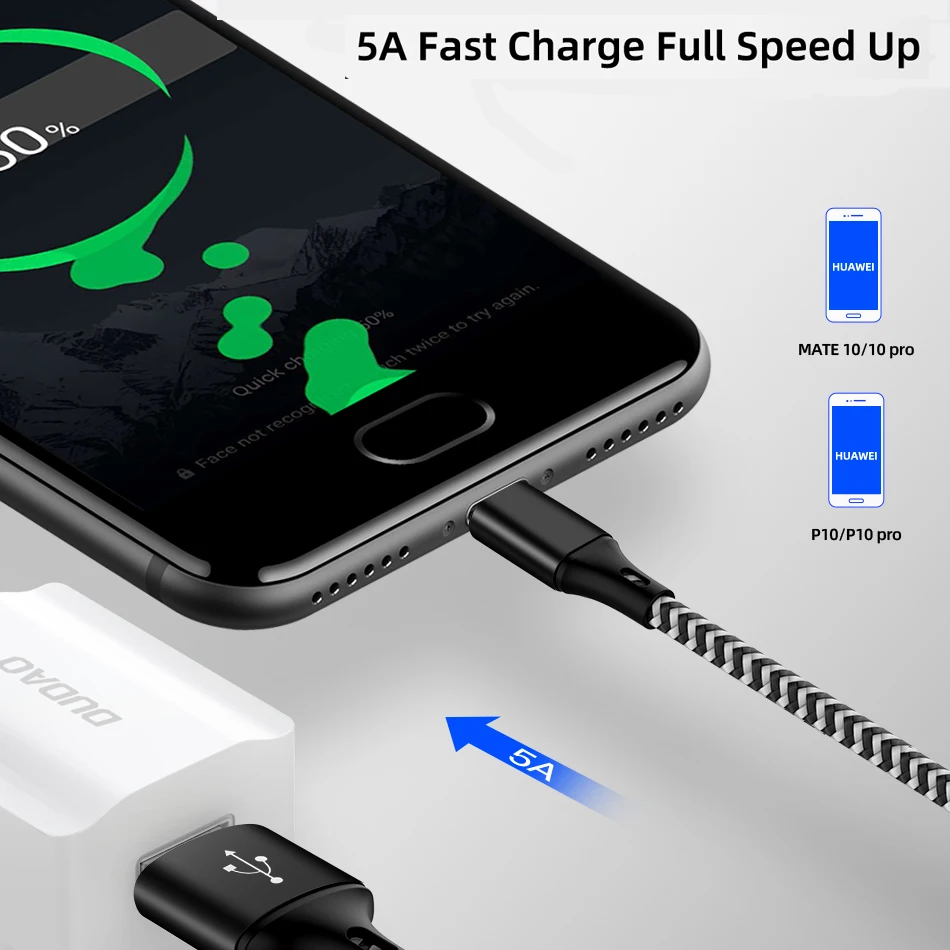 5A Тип C супер быстрый зарядный кабель для передачи данных Huawei Mate 10 9pro USB Xiaomi