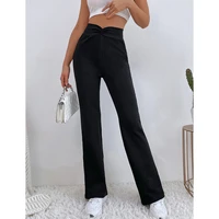 2022new spring autumn womens fashion casual wide leg pants lady loose solid color high waist straight trouser for women bottoms