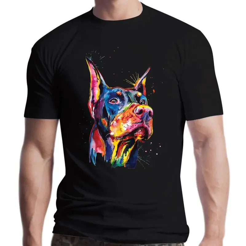 

New Colorful Doberman Dog Cool Print T-Shirt Women Short Sleeve Woman Funny Animal Design Casual Tees Fashion Cute Girl Tops