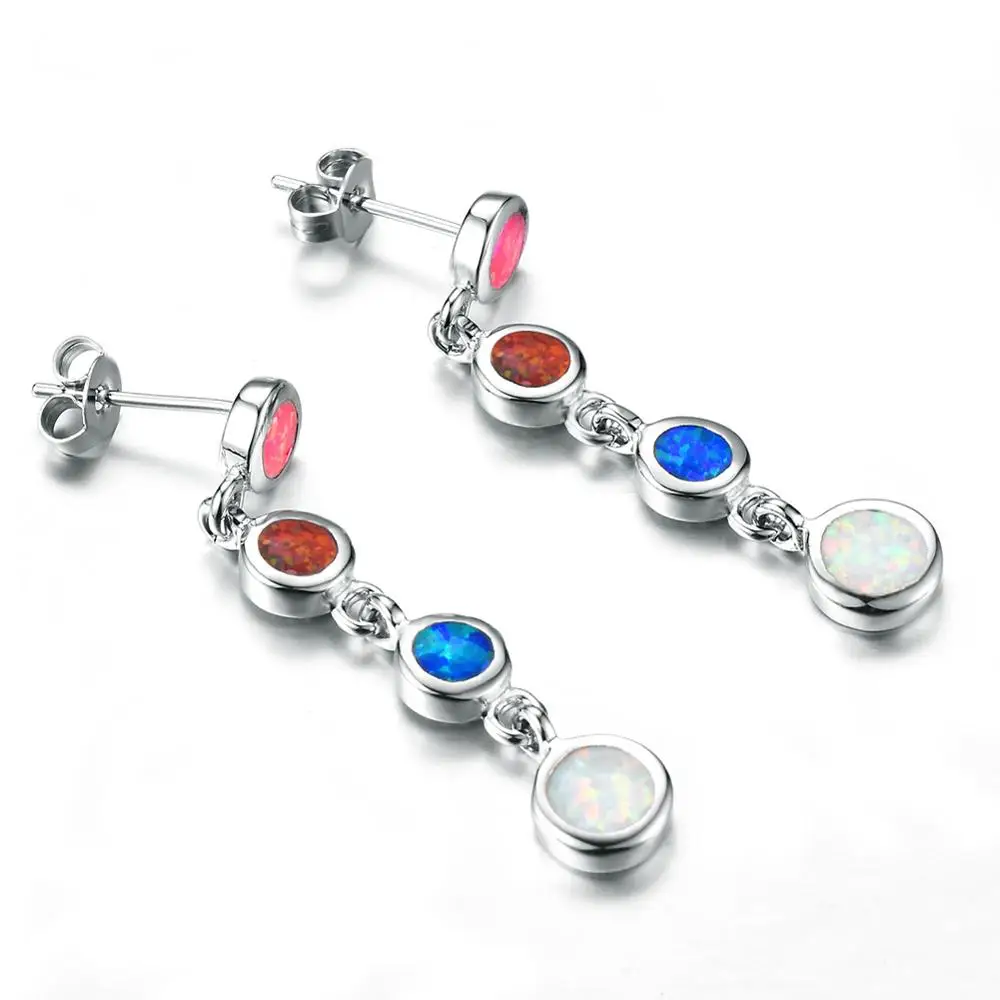 Женские круглые серьги гвоздики из стерлингового серебра 925 пробы с Синим Опалом