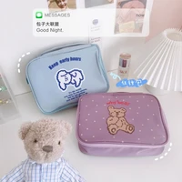 new 2020 nylon korea cute ins bear cosmetic bag pouch for women large capacity home storage makeup beauty case bags