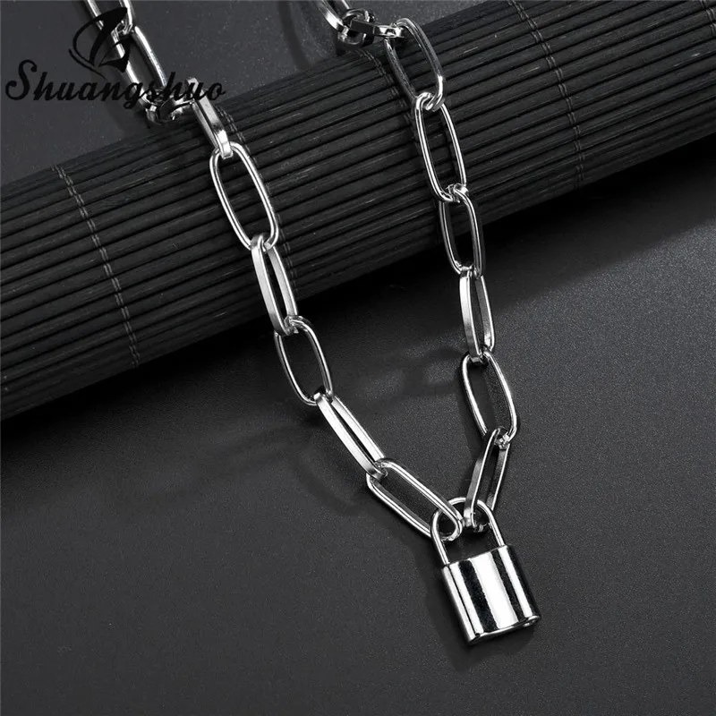 Ожерелье-чокер EBOY в стиле стимпанк золотистого цвета с замком хип-хоп Рок Висячие