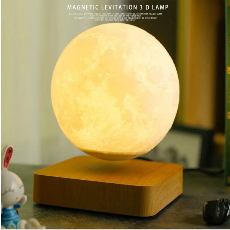 저렴한 소설 LED 밤 램프 Levitating 크리 에이 티브 3D 터치 자기 부상 문 램프 밤 빛 회전 LED 문 부동 램프