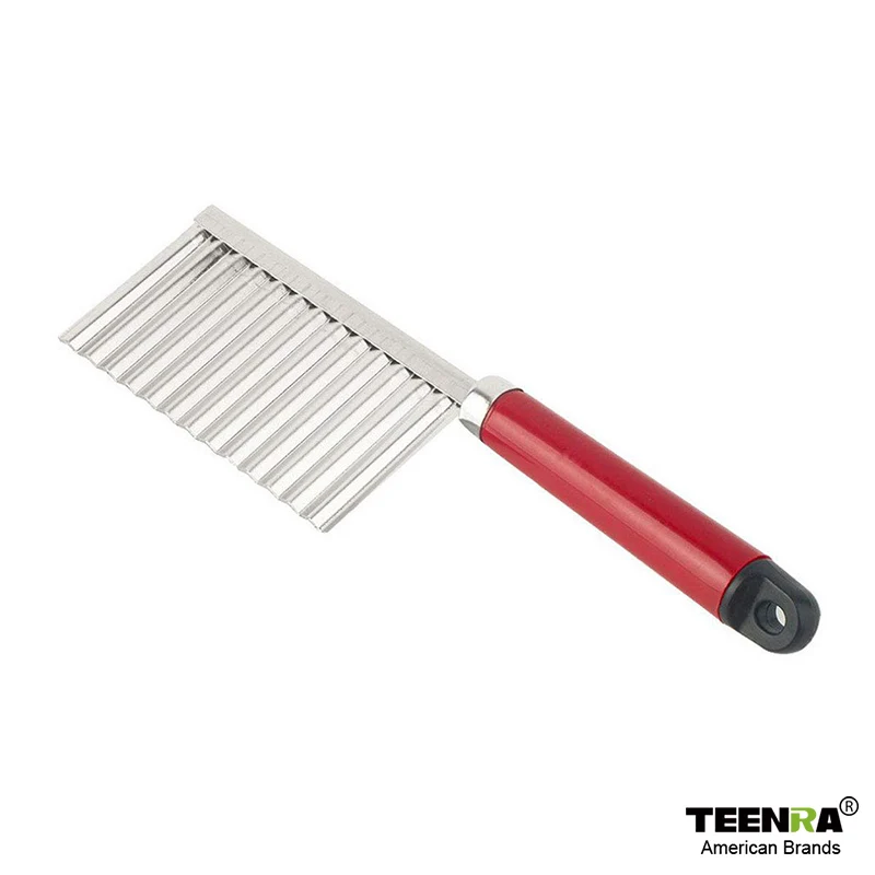 Red "TEENRA из нержавеющей стали картофельный нож для чипсов фреза коммерческий резак слайсер кухонный, для овощей нож для чипсов инструменты для приготовления пищи - Цвет: Red
