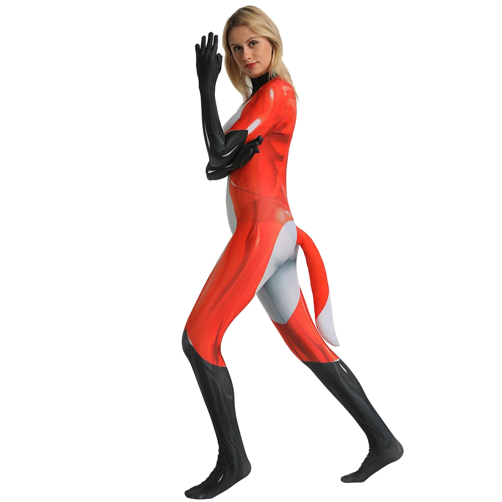 Rena Rouge Божья коровка кошка Нуар Косплей Костюм Хэллоуин лиса животное zentai костюм 3D принт спандекс боди для детей/взрослых с хвостом
