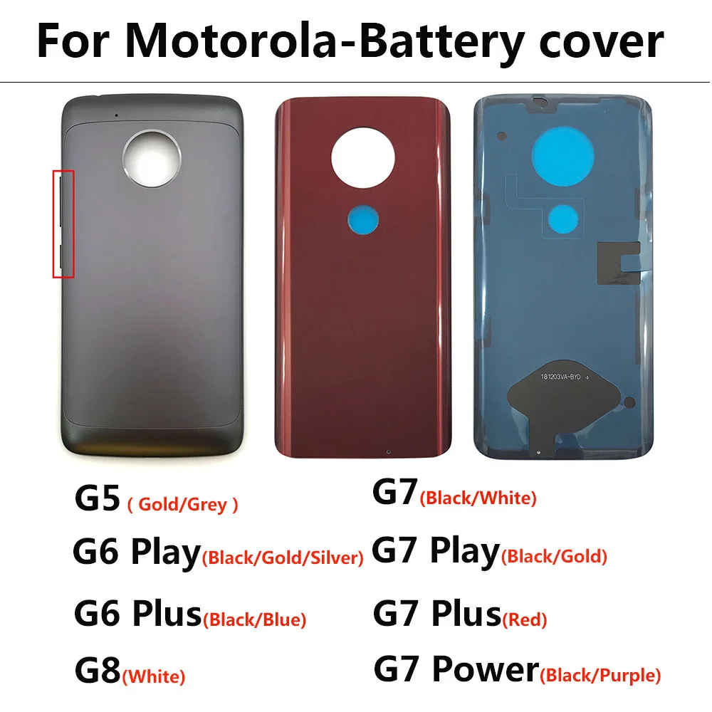 

Battery Rear Back Cover Case Housing For Motorola Moto G5 G6 G7 G8 Plus Play Power With Adhesive