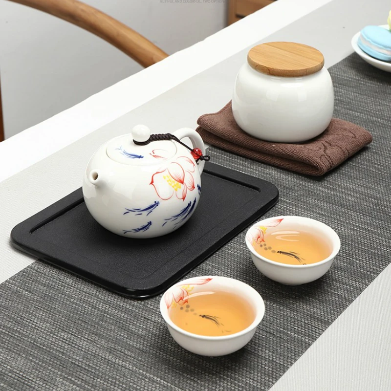 

Hollow And Exquisite Travel Bag Kung Fu Tea Set Ceramic Teapot Kettles Tea Cup Porcelain Tea Tray Chinese Drinkware