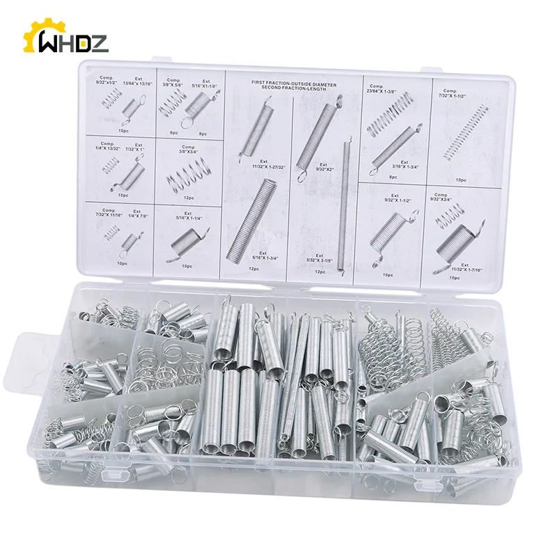 

200pcs Spring Assortment Set Compression Extension Springs for Repairs Coil Spring Tension Spring Pressure Kit with Storage Box