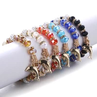 shiny beaded bracelets gold beads beads stretch bracelet goldfish pendant charm bracelets women men couple bracelet