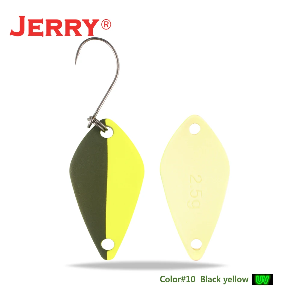 Jerry 2,5 г 3,5 г 5,5 г маленькие микро рыболовные ложки форель Колеблющаяся блесна для рыбалки Спиннер приманка двухсторонний цвет - Цвет: black yellow
