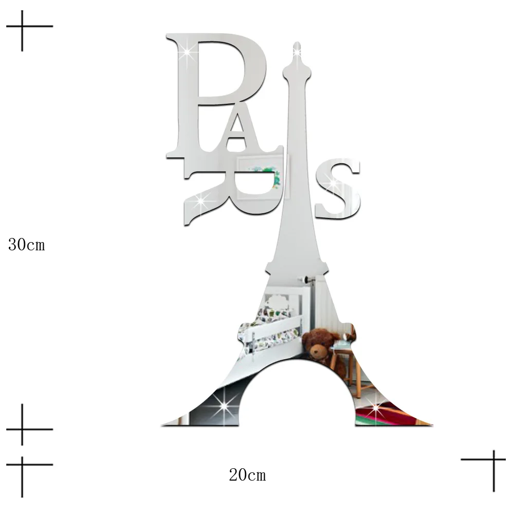 

JM191 living room decoration background wall sticker Paris Eiffel Tower mirror sticker can be removed with self adhesive