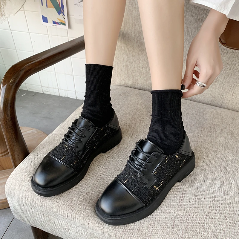 Модные черные кожаные туфли Женские мокасины Femmes Chaussures Удобные дизайнерские на