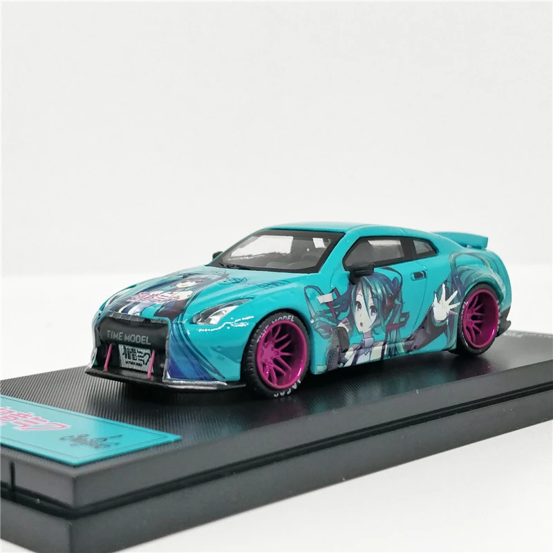Miku low Spoiler Модель времени 1/64 Nissan Skyline GT-R R35 японская Гора Фудзи сакула Хацунэ Мику литья под давлением модель автомобиля - Цвет: Miku low Spoiler