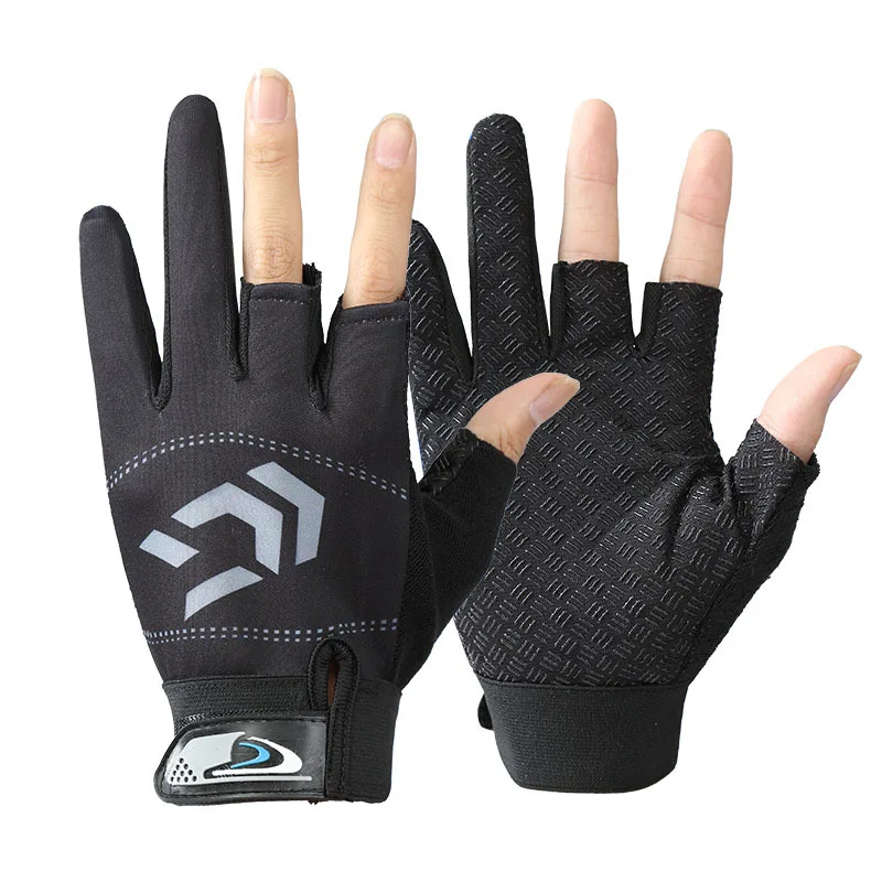 

Professional Fishing Gloves Three Fiinger Cut Protective Gloves Outdoor Anti-slip Hiking Gloves For Men Pesca Equipment
