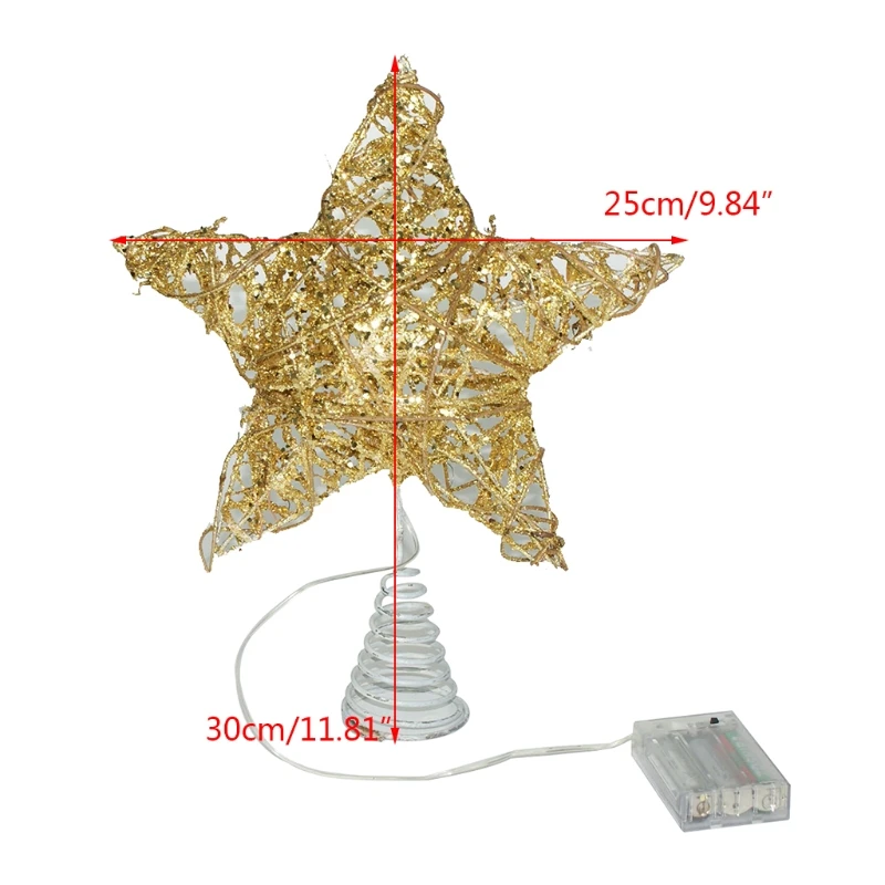 

Christmas Tree Topper Hollow Out Glitter Star with LED String Light Treetop Lamp 85DB