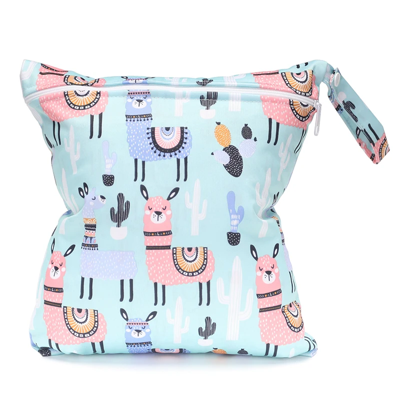 17 colors Waterproof Wet Bags digital print diaper bag can wash urine bag lovely animal pattern single zipper nappy bag