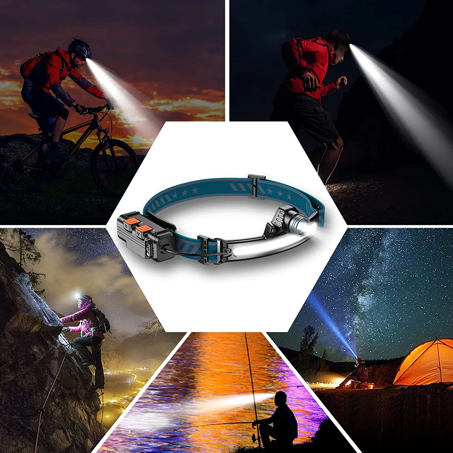 Led Headlamp Motion Sensor XPG+COB Head Lamp USB Rechargebale Flashlight with Built-in 2000mAh Battery for Fishing Running | Освещение