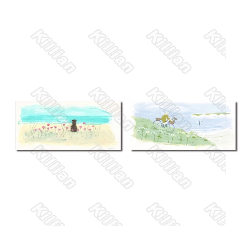 

Countryside Style Ink Murals Decorative Murals for Beach Cat and Grassland and Canvas Paintings for Living Room Wallpapers