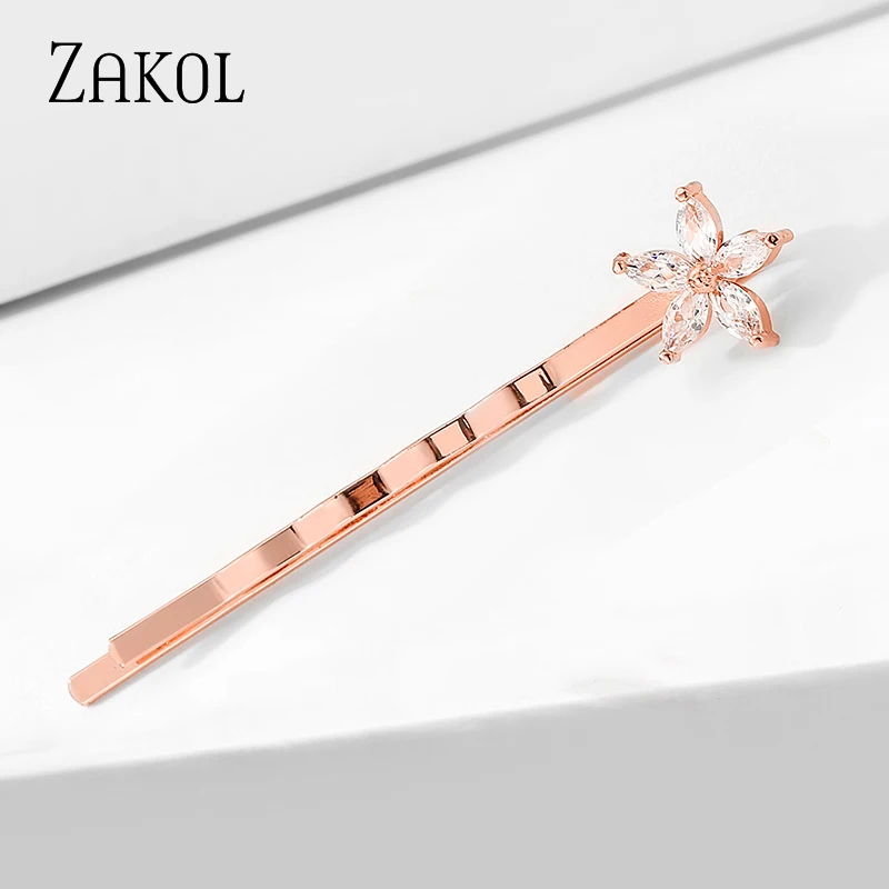 ZAKOL Высокое качество Модный стиль милый фианит цветок ювелирные изделия