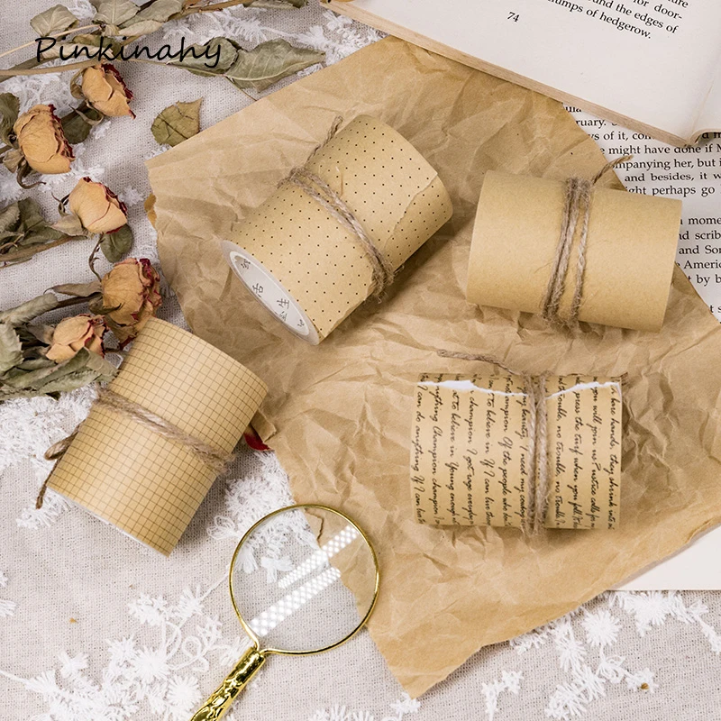 7 см * 5 м крафт бумага поперечный основы линия серия Декоративный скотч с принтом