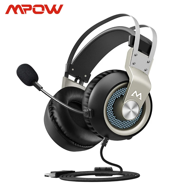Mpow EG3 Проводные Игровые наушники 2,2 м/360 футов кабель 7,1 градусов микрофон игровая гарнитура USB объемный звук для PS4 Mac компьютера