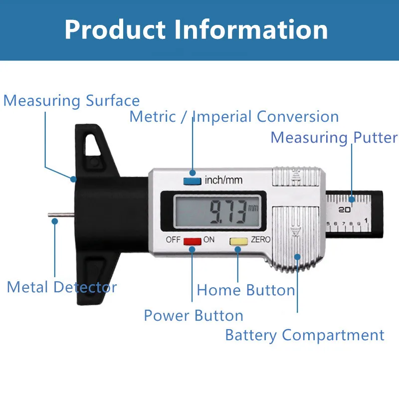 Цифровой глубиномер для автомобильных шин измеритель глубины протектора стопа 0