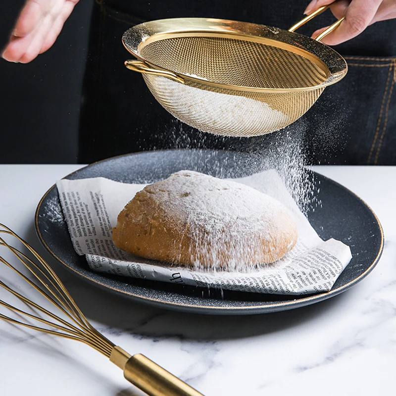 

Stainless Steel Whisk Manually Beat Butter Eggs Superfine Flour Filter Sieve Baking Gadget Essential Tools For Kitchen Baking