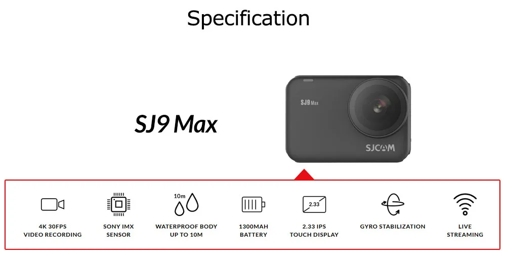 SJCAM SJ9 MAX экшн-камера 4K WiFi 10m корпус водонепроницаемый DV 96683 1080P Full HD потоковая 2,33 дюймов экран открытый SJ 9 Cam