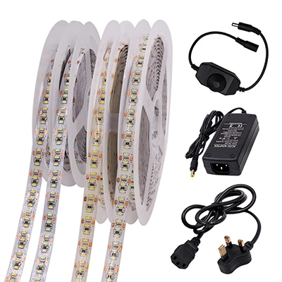 UK Set 5 м DC12V SMD светодиодные полосы 3014 204 светодиодный s/M гибкая Водонепроницаемая светодиодная лента с разъемом постоянного тока EU/US/UK/AU разъем питания - Испускаемый цвет: UK Set