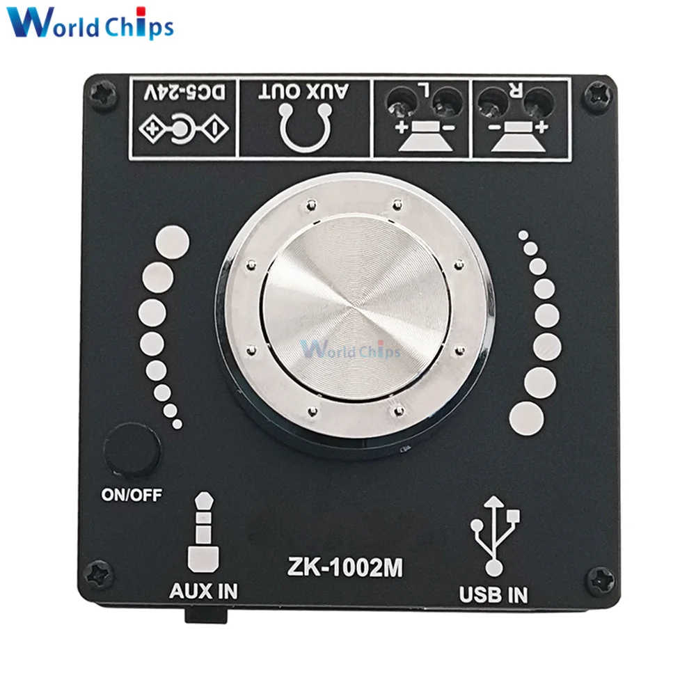 ZK-1002M Bluetooth 5.0 Audio Amplifier Board 100W+100W 2.0 Channel Stereo AMP AUX USB DC 12-24V For Home Theater Speaker - купить по