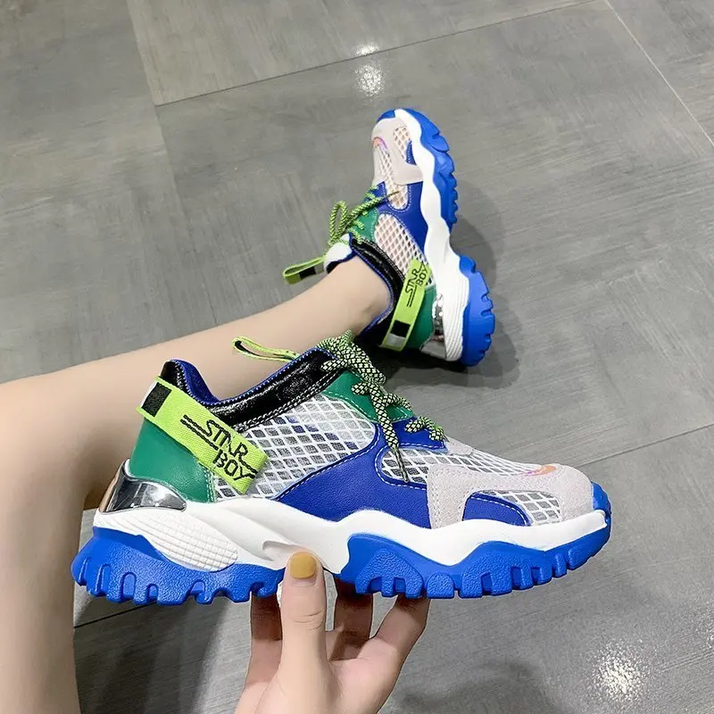 

Fashion Sneakers Women 2021 Designer Platform Shoes Breathable Mesh Sport Basket Femme Chunky Sneakers Women Zapatillas Mujer