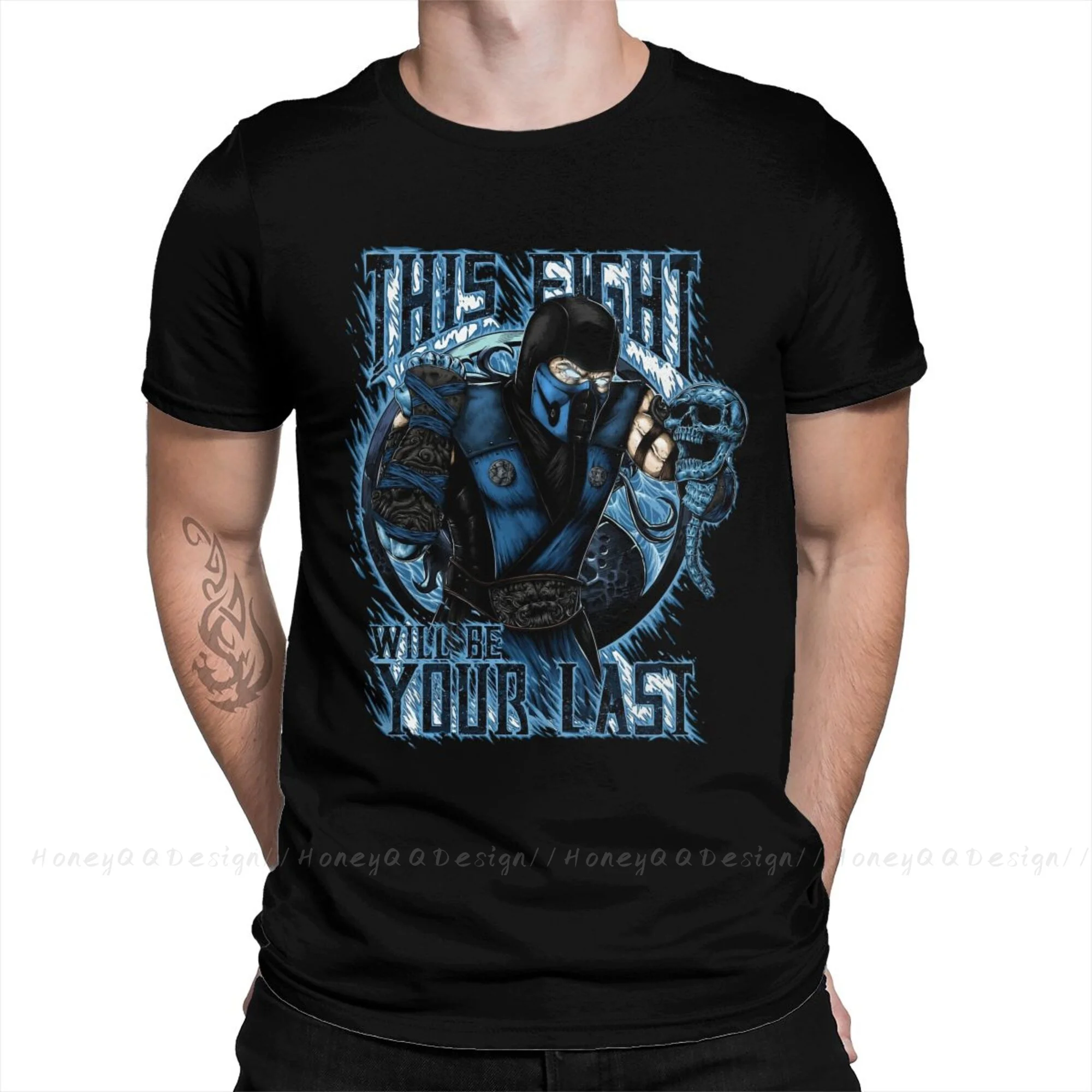 Mortal Kombat Tshirt SUB-ZERO MK Crewneck Cotton Men Shirts Round Collar Clothing Original Shirt