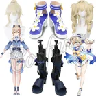 Купальник для косплея Genshin Impact Барбара джинс, женский летний купальник с париком, блестящая обувь для косплея, женские парики