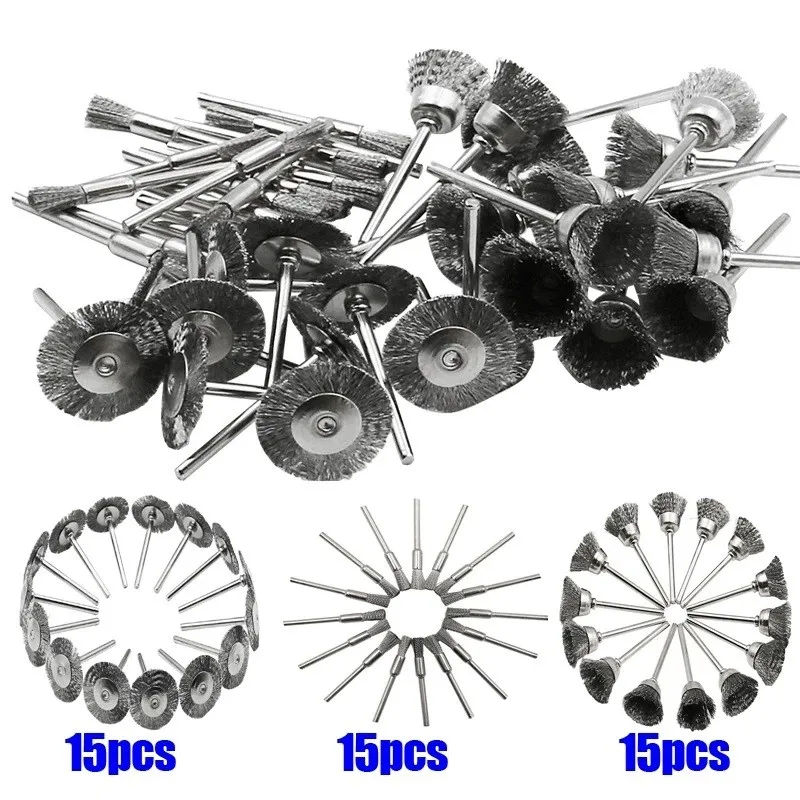 

45PCS Stainless Steel Wire Wheel Brushes Set Kit For Mini Drill Rotary Tools