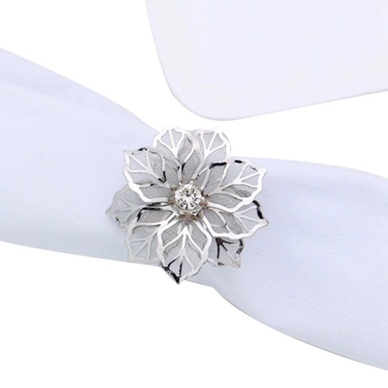 

3D Floral Metal Napkin Rings Holder Dinner Wedding Towel Ring for Table Decorations, Wedding, Dinner,Party, DIY Decoratio