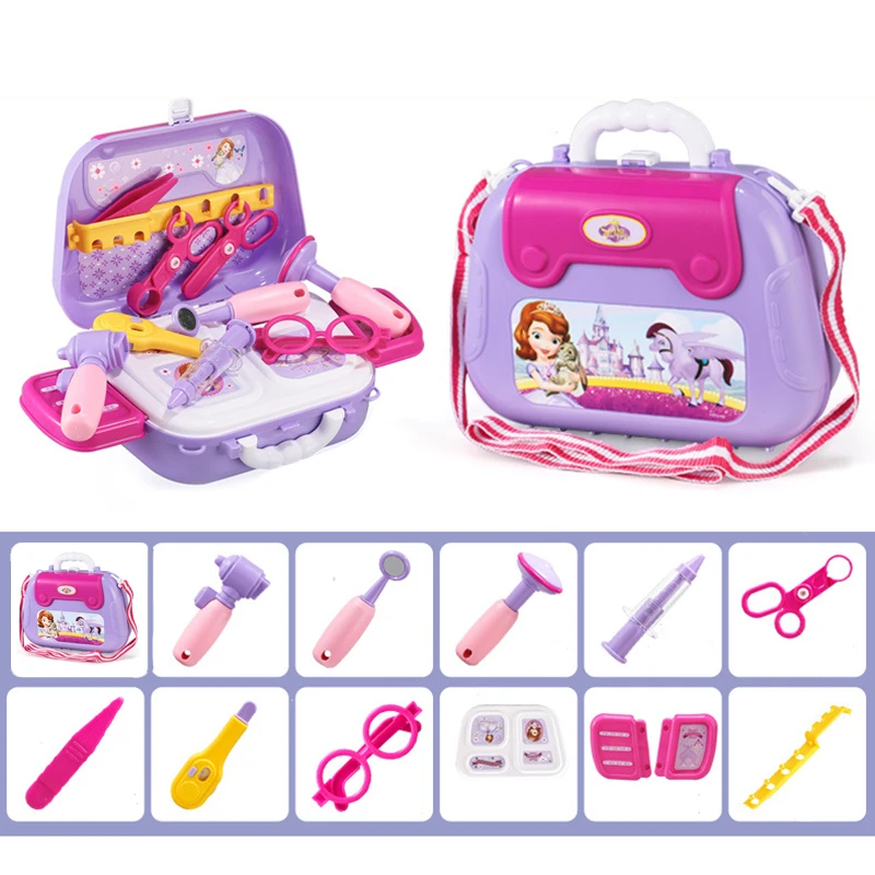 

Fashion Disney Minnie Makeup Jewelry Box Play House Doll Cooking Backpack Suitcase Frozen Kitchen Toy For Children Birthday Gift